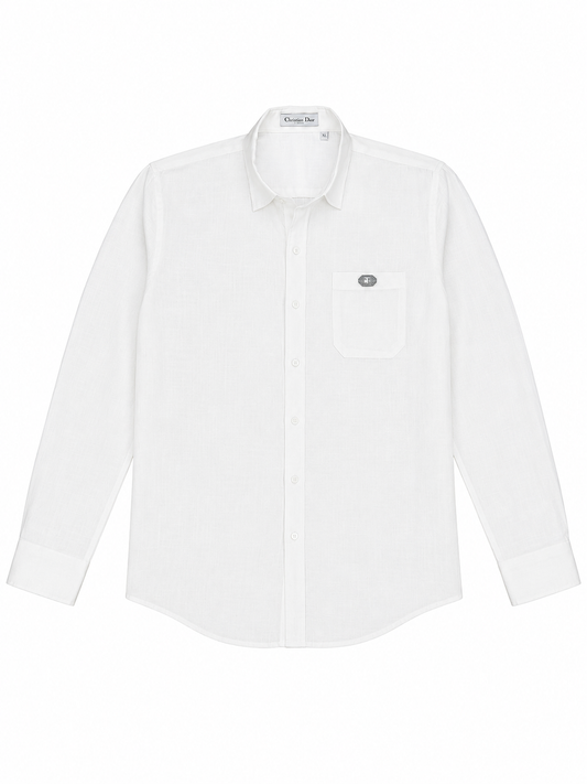 White CD Linen Shirt
